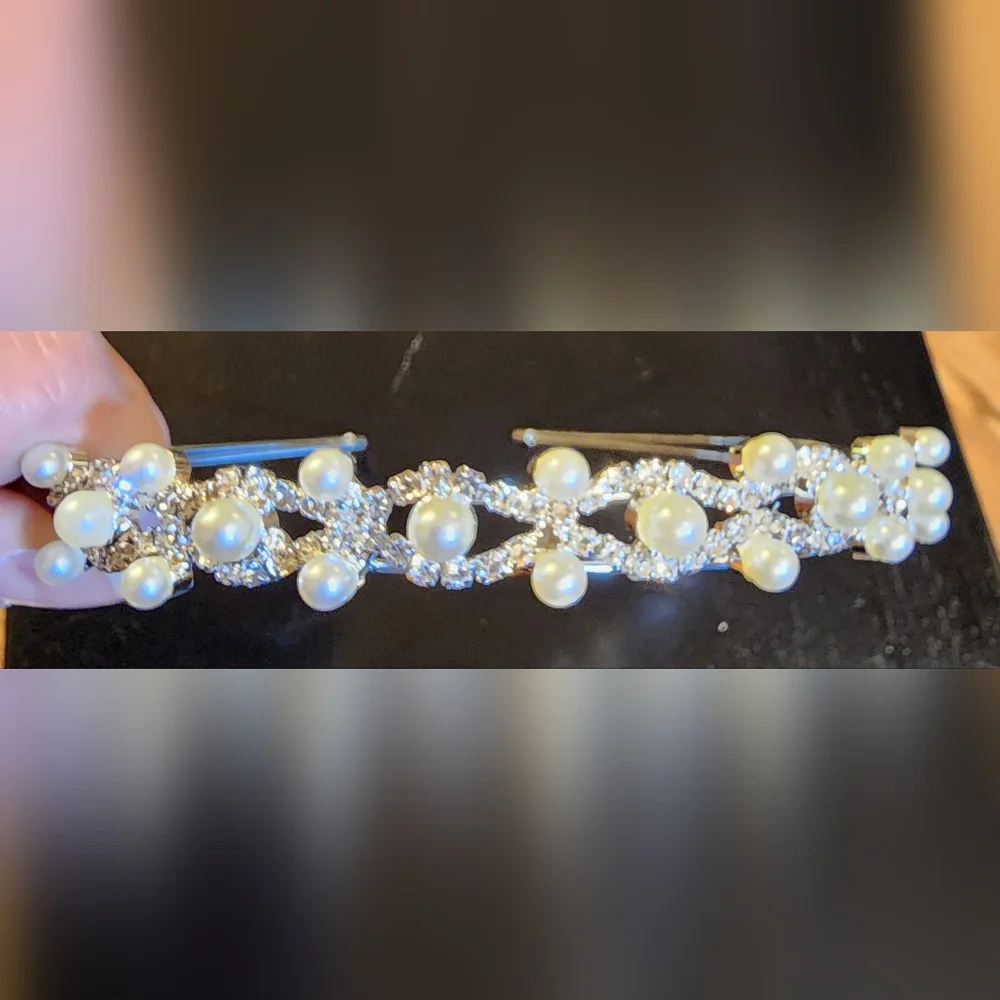 Faux Pearls and Rhinestones Silver toned Tiera Wedding Bridal Flower Girl